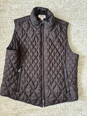 Talbots Quilted Diamond-Pattern Black Vest